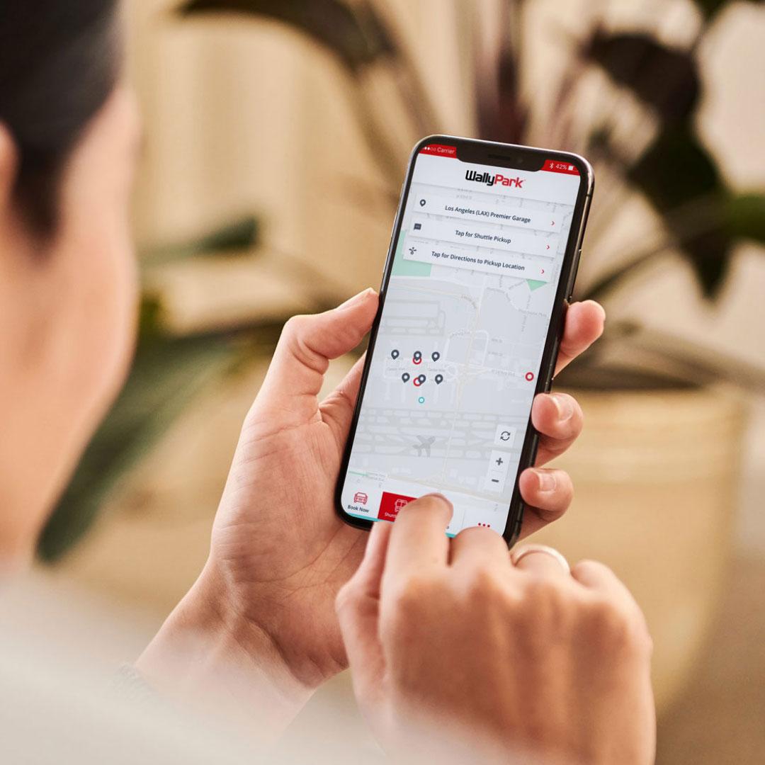 WallyPark mobile app with geo-location feature for finding parking.
