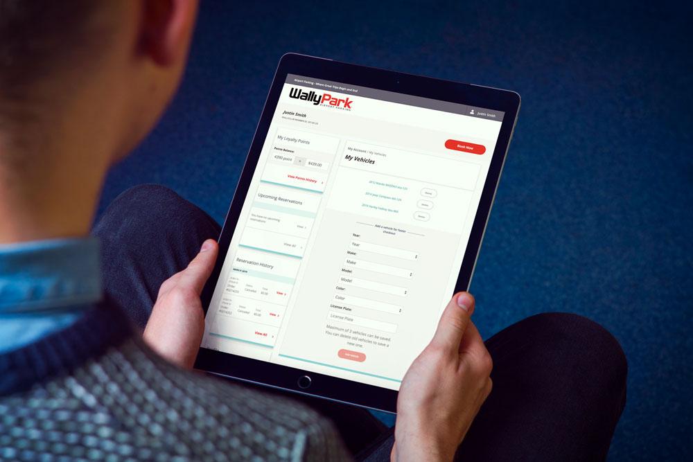 WallyPark loyalty background on tablet