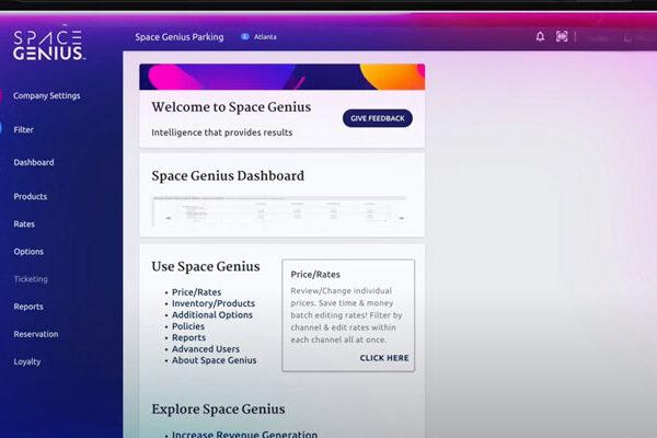Dashboard view of Space Genius software, one of the top parking management companies that streamline and optimize operations.