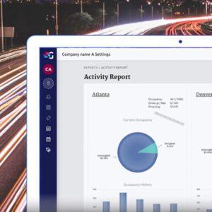 Space Genius parking management system Activity Report showing key real-time data for operators.